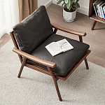 Кресло c каркасом из массива дерева и мягкой кожаной обивкой Walnut Armchair варинант исполнения - 2 | Loft Concept в Челябинске