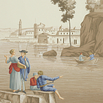 Обои ручная роспись Views of Italy Azure on Sepia варинант исполнения - 2 | Loft Concept в Челябинске