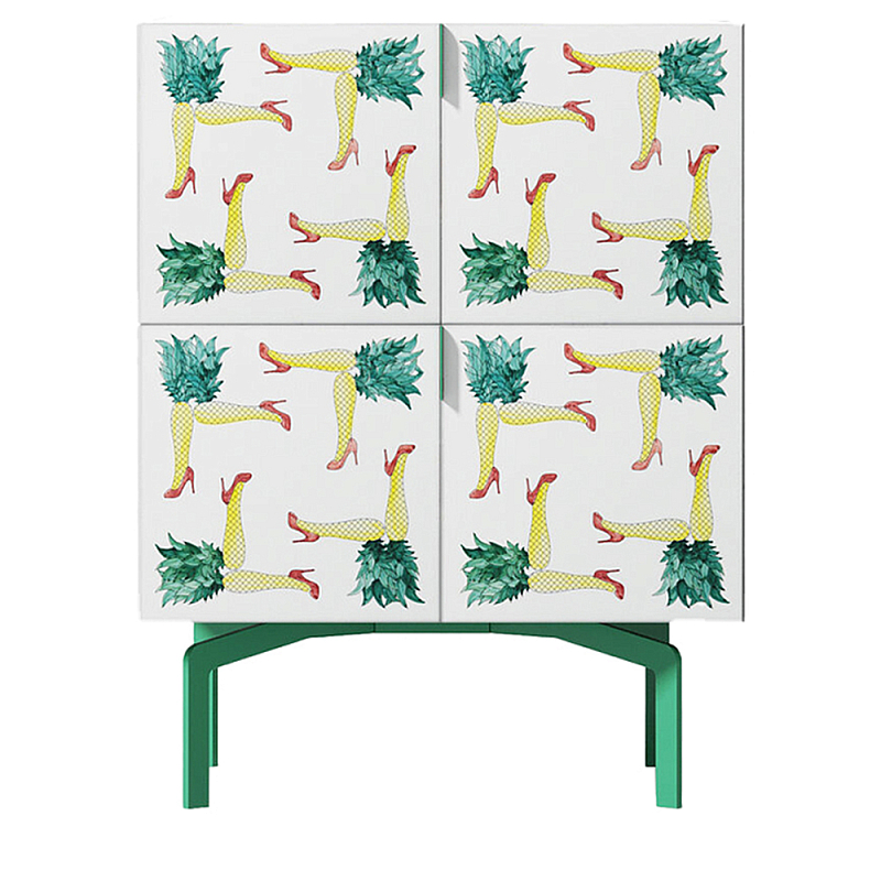 Тумба с рисунком ShortT Pina Colada Green Белый Зеленый Желтый Красный Тумба с рисунком ShortT Pina Colada Green Белый Зеленый Желтый Красный в Челябинске | Loft Concept
