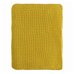 Плед из хлопка жемчужной вязки горчичного цвета Waffle Comfort варинант исполнения - 4 | Loft Concept в Челябинске