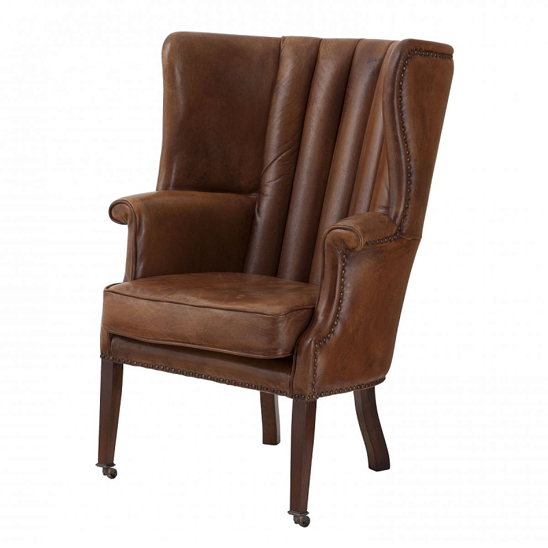 Кресло Eichholtz Chair Chamberlain Коричневый Латунь Античная полированная в Челябинске | Loft Concept 