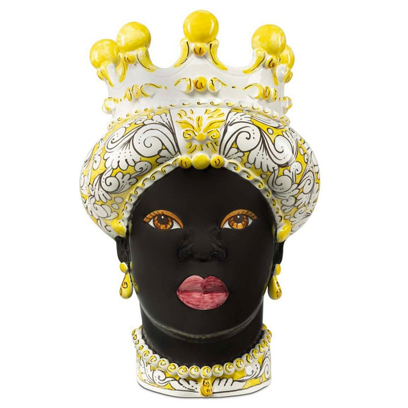 Ваза Vase Moro Lady Ornate Yellow Черный Желтый Белый в Челябинске | Loft Concept 