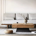 Дизайнерский журнальный стол квадратный с черным трапециевидным основанием Wokab варинант исполнения - 1 | Loft Concept в Челябинске