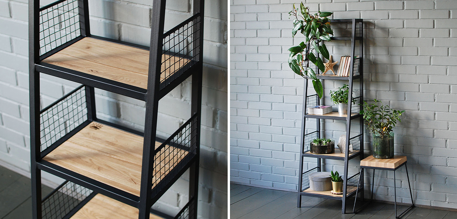 Стеллаж Kiyan Black Industrial Metal Rust Rack Стеллаж Kiyan Black Industrial Metal Rust Rack - Loft-Concept в Челябинске