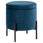 Синий пуф на черных ножках SANJAY варинант исполнения - 1 | Loft Concept в Челябинске