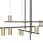 Люстра с 9-ю цилиндрическими плафонами цвета латунь TRIBES CHANDELIER варинант исполнения - 2 | Loft Concept в Челябинске