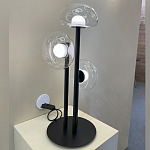 Настольная лампа с тремя прозрачными куполообразными плафонами и черным металлическим основанием Flos Wireline Lighting варинант исполнения - 5 | Loft Concept в Челябинске