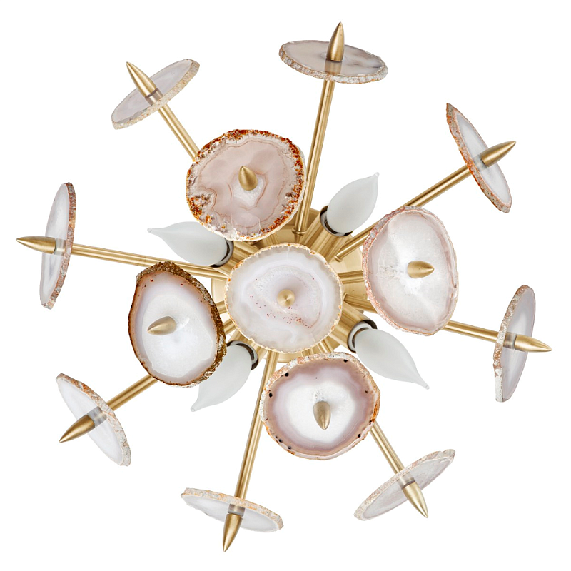 Бра Emporium Natural Agate Burst Sconce Brass Латунь Белый Розовый пастельный Бра Emporium Natural Agate Burst Sconce Brass Латунь Белый Розовый пастельный в Челябинске | Loft Concept