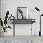 Консоль напольная серая с выдвижным ящиком и 2-мя полками с белой столешницей OTIS CONSOLE RETRO GRAY варинант исполнения - 1 | Loft Concept в Челябинске