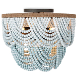 Круглый потолочный светильник с подвесками из круглых деревянных бусин Ombre Wooden Beads Blue Ceiling Lamp варинант исполнения - 2 | Loft Concept в Челябинске