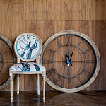 Часы настенные деревянные с римскими цифрами чёрного цвета Clock with History варинант исполнения - 3 | Loft Concept в Челябинске