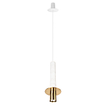 Подвесной светильник с узким цилиндрическим плафоном и золотым металлическим декором Concrete Pipe варинант исполнения - 11 | Loft Concept в Челябинске