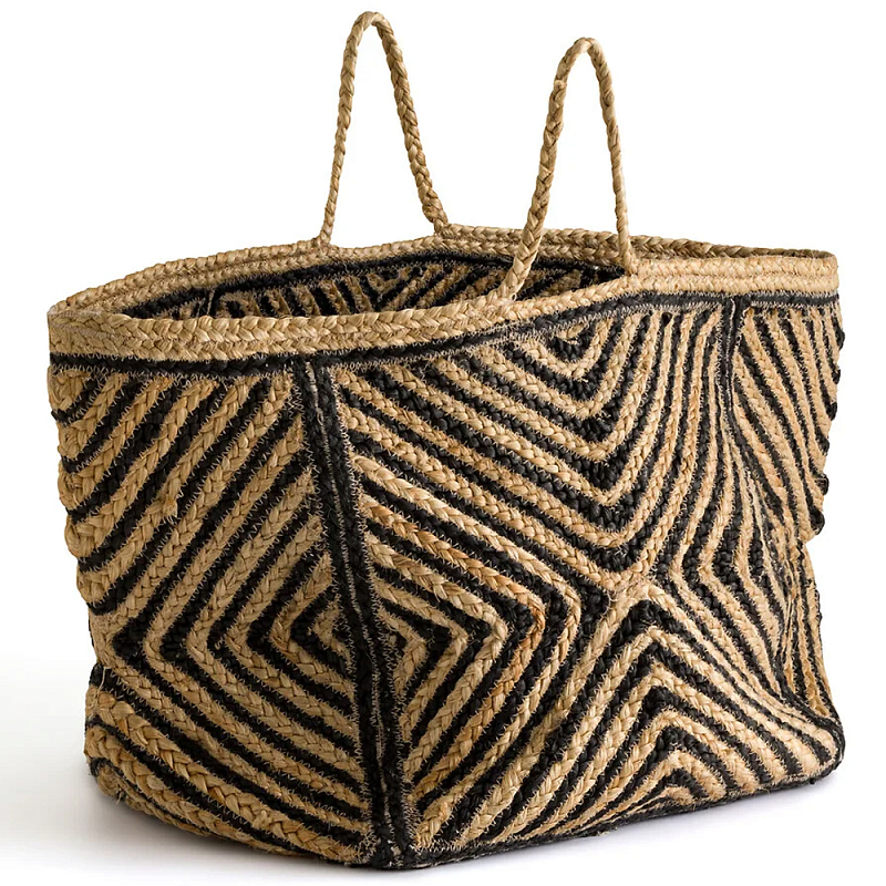 Плетеная мягкая корзина Kito Wicker Basket Бежевый Черный Плетеная мягкая корзина Kito Wicker Basket Бежевый Черный в Челябинске | Loft Concept