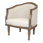 Кресло низкое с мягкой обивкой из льна на 4-х деревянных ножках Emile Armchair beige варинант исполнения - 3 | Loft Concept в Челябинске