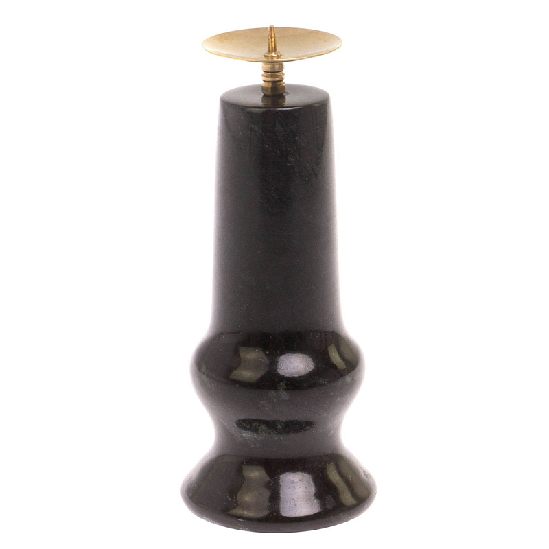 Подсвечник из натурального камня змеевик чёрного цвета Stone Candlestick Черный Золотой Подсвечник из натурального камня змеевик чёрного цвета Stone Candlestick Черный Золотой в Челябинске | Loft Concept