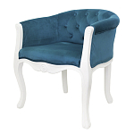 Кресло низкое в стиле прованс Louis French Armchair white and blue velour варинант исполнения - 3 | Loft Concept в Челябинске