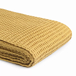 Плед из шерсти цвета охры с бахарамой Waffle Comfort варинант исполнения - 3 | Loft Concept в Челябинске