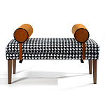 Банкетка Banquette PIED DE POULE Orange с принтом гусиная лапка Оранжевые валики варинант исполнения - 1 | Loft Concept в Челябинске