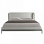 Кровать двуспальная серая с мягким изголовьем из экокожи и ткани Modern Look варинант исполнения - 3 | Loft Concept в Челябинске