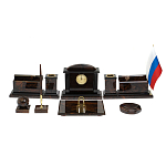 Настольный письменный набор с часами из природного камня обсидиана  Gift for Manager варинант исполнения - 1 | Loft Concept в Челябинске