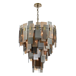 Люстра с многослойными стеклянными панелями янтарного и дымчатого цвета Textured Glass Chandelier варинант исполнения - 3 | Loft Concept в Челябинске