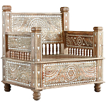 Деревянное кресло из массива манго с резьбой Vela Grey Mango Chair варинант исполнения - 1 | Loft Concept в Челябинске