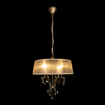 Люстра подвесная круглая с тканевым полупрозрачным абажуром и подвесками 4 лампы Gilded Elegance варинант исполнения - 1 | Loft Concept в Челябинске