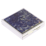 Таблетница карманная квадратная с 4-мя отделениями с зеркалом и накладкой из натурального камня Содалит Silver Stone Pillboxes варинант исполнения - 1 | Loft Concept в Челябинске