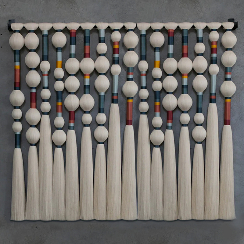 Панно на стену из хлопковых нитей Multi Morse Wall Hanging  Белый Мульти в Челябинске | Loft Concept 