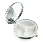 Таблетница карманная круглая с 3-мя отделениями с зеркалом и накладкой из натурального камня Апатит Желтый Silver Stone Pillboxes варинант исполнения - 2 | Loft Concept в Челябинске