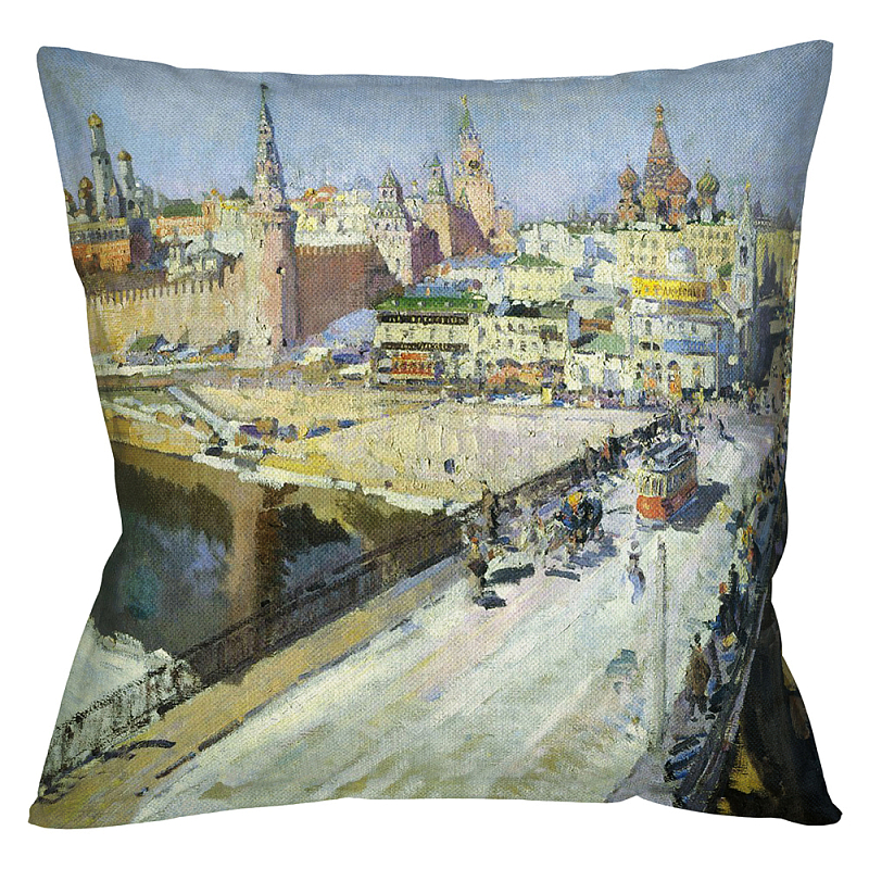 Подушка декоративная Москворецкий мост Impressionism in Art Мульти Бежевый в Челябинске | Loft Concept 