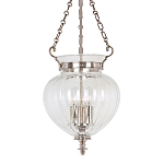 Подвесной светильник цвета никель с прозрачным ребристым стеклянным плафоном в классическом стиле Elstead Lighting варинант исполнения - 1 | Loft Concept в Челябинске