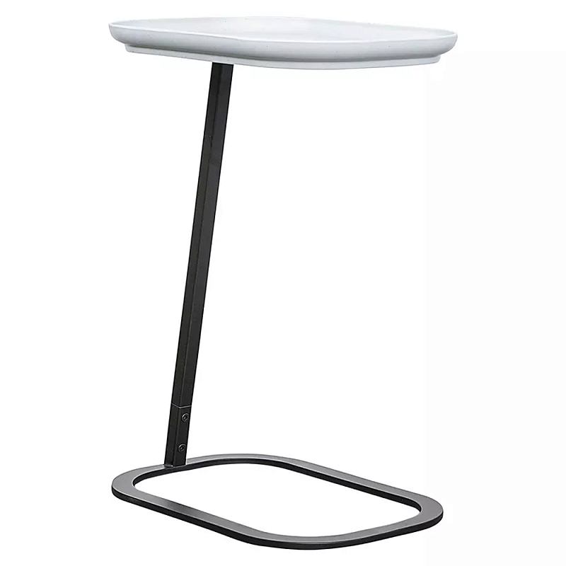 Столик приставной с прямоугольной серой столешницей Steel Stable Table Серый Черный Столик приставной с прямоугольной серой столешницей Steel Stable Table Серый Черный в Челябинске | Loft Concept