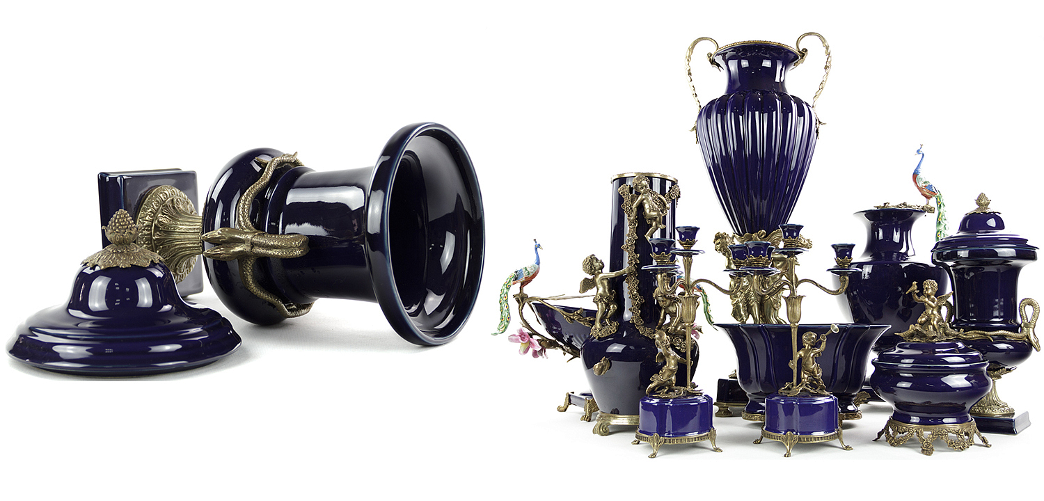 Ваза Selenia Blue Vase Bronze Serpents Ваза Selenia Blue Vase Bronze Serpents - Loft-Concept в Челябинске