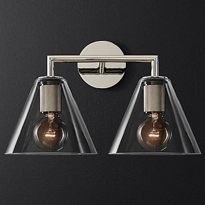 Бра Utilitaire Funnel Shade Double Sconce Silver