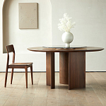 Стол обеденный круглый с двойной столешницей Walnut Wood Table варинант исполнения - 9 | Loft Concept в Челябинске