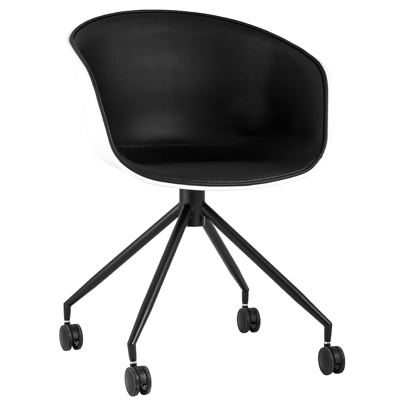 Офисное кресло из пластика с мягким сиденьем Eggshell Black Черный Белый Офисное кресло из пластика с мягким сиденьем Eggshell Black Черный Белый в Челябинске | Loft Concept