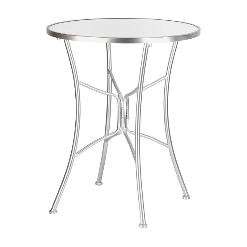 Столик приставной с круглой столешницей на серебристом основании Scenical Table Белый Серебристый в Челябинске | Loft Concept 