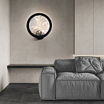 Светодиодное бра круглой формы с металлической рамой черного цвета Marble Glow варинант исполнения - 3 | Loft Concept в Челябинске