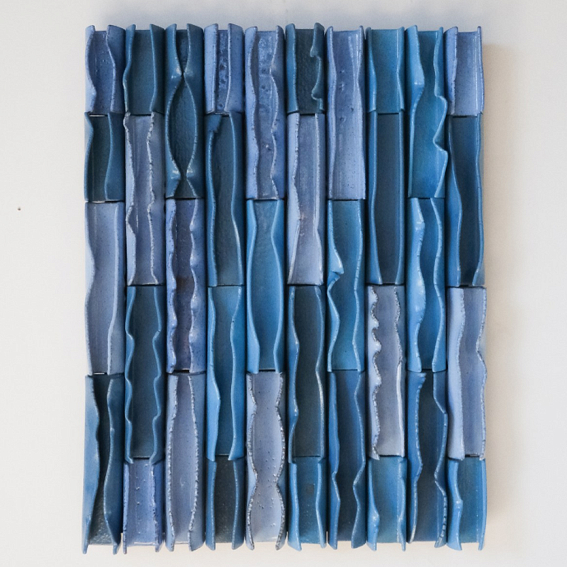 Объемное Панно Vertical Blue Rhythmic Waves Синий в Челябинске | Loft Concept 