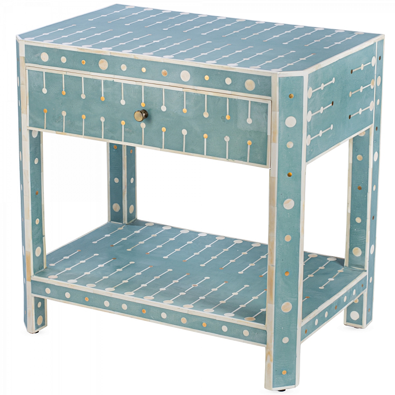 Тумба Sprout Bone Inlay Bedside 1 DRAWER Голубой пастельный ivory ( слоновая кость ) Тумба Sprout Bone Inlay Bedside 1 DRAWER Голубой пастельный ivory ( слоновая кость ) в Челябинске | Loft Concept
