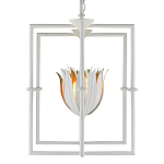 Люстра белая прямоугольная с абажурами в виде цветков тюльпана White Tulips варинант исполнения - 3 | Loft Concept в Челябинске