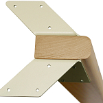 Обеденный стол с прямоугольной бежевой столешницей из стекла на 4-х деревянных ножках Beige Marble варинант исполнения - 5 | Loft Concept в Челябинске