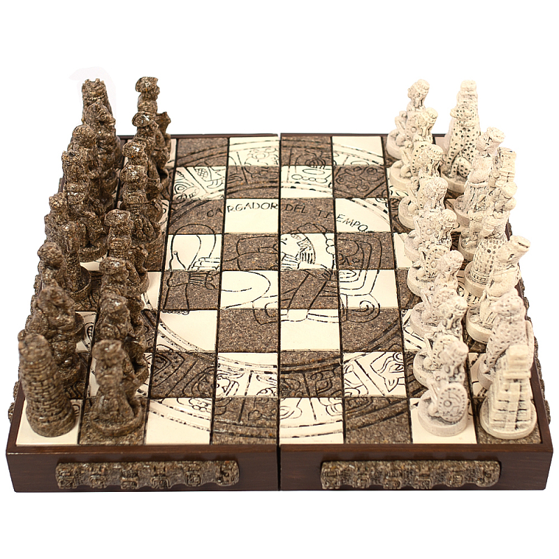Шахматы  из  камня Cargador del Tiempo Chess Мексика ручная работа Коричневый Бежевый в Челябинске | Loft Concept 