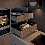 Комбинированный кухонный гарнитур сине-серого цвета с фасадом под дерево Benjamin Kitchen Set варинант исполнения - 2 | Loft Concept в Челябинске