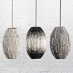 Подвесной светильник вертикальной овальной формы украшенный белыми круглыми бусинами Gradient Oval Pendant Lamp White варинант исполнения - 6 | Loft Concept в Челябинске