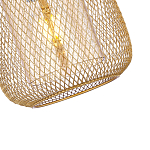 Подвесной светильник со стеклянным плафоном цилиндрической формы и металлической сеткой Metal Mesh Gold варинант исполнения - 4 | Loft Concept в Челябинске