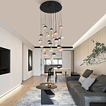 Люстра каскадная с черным круглым основанием 27 подвесов Celestial Waltz варинант исполнения - 5 | Loft Concept в Челябинске