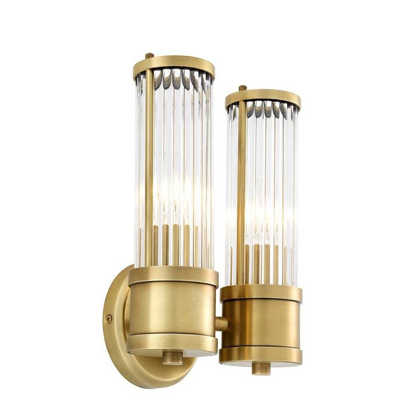 Бра Wall Lamp Claridges Dual Brass Латунь Античная полированная Прозрачное Стекло в Челябинске | Loft Concept 