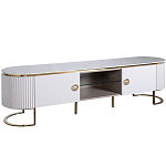 Тумба под телевизор белая овальная с мраморной столешницей Thoroughbass варинант исполнения - 1 | Loft Concept в Челябинске